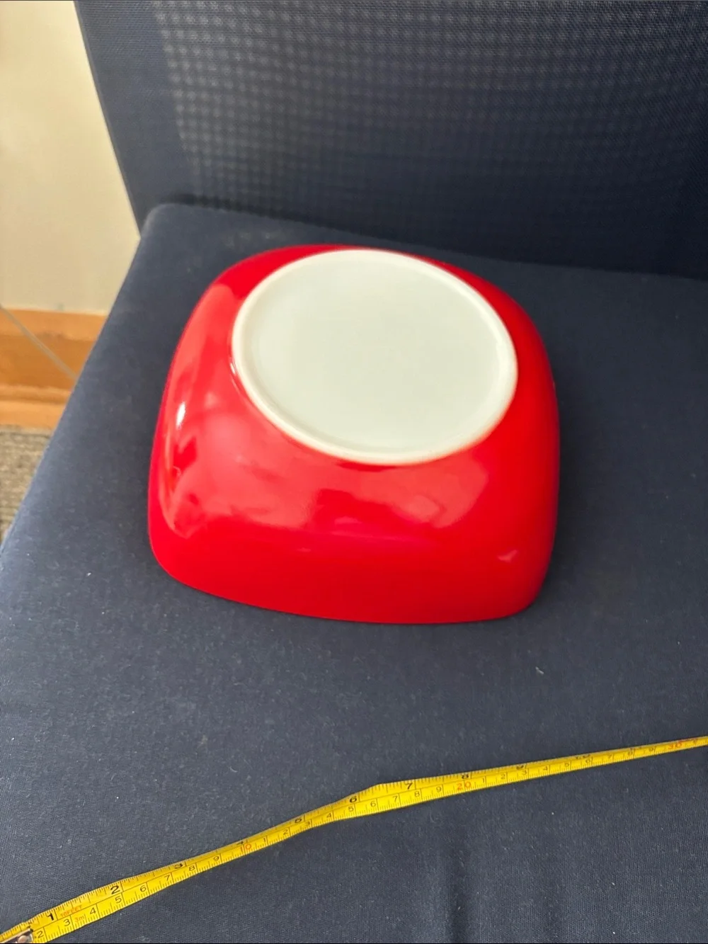 Red and White Square Ceramic Bowl